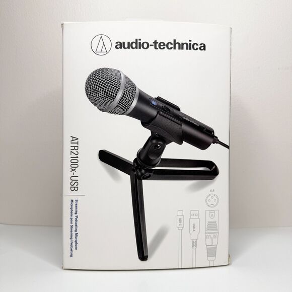 Audio-Technica ATR2100x-USB Cardioid Dynamic USB/XLR Microphone Podcasting - Picture 1 of 8